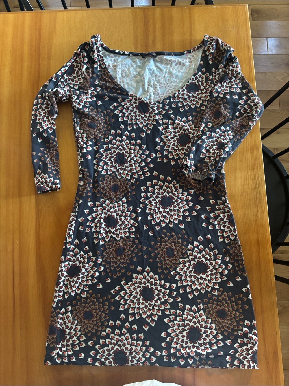Women's Navy Floral-Print Scoop Neck Dress